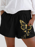 Women's Shorts Butterfly Print High Waist Pocket Shorts