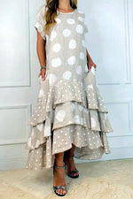 Flowy Polka Dots Pocketed Tiered A-line Maxi Dress