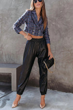 Splendid Moment Pocketed Faux Leather Jogger Pants