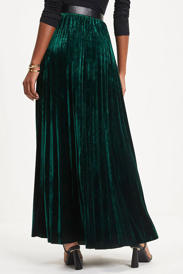 Romantic One Velvet Pleated Maxi Skirt