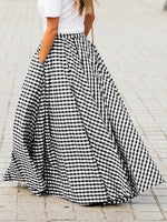 Women's Skirts High Waist Check Print Pocket Skirt