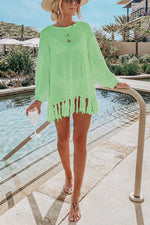 Easy Breezy Knit Long Sleeve Tassel Cover Up