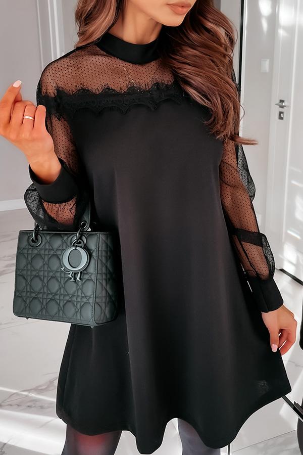 New Wave Fashion Lace Stitching A-line Dress