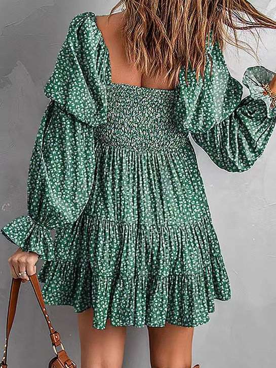 Women's Dresses One-Shoulder Print Long Sleeve Mini Dress