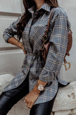 Grab My Hand Plaid Button Up Belt Shirt