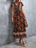 Cap Sleeve V Neck Casual Maxi Dress