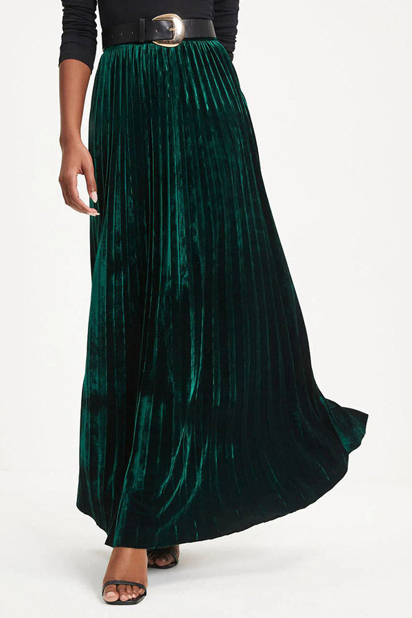 Romantic One Velvet Pleated Maxi Skirt