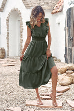 Sleeveless Tunic Tiered Flowy Midi Dress