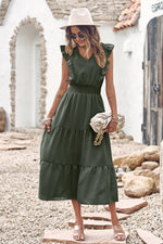 Sleeveless Tunic Tiered Flowy Midi Dress