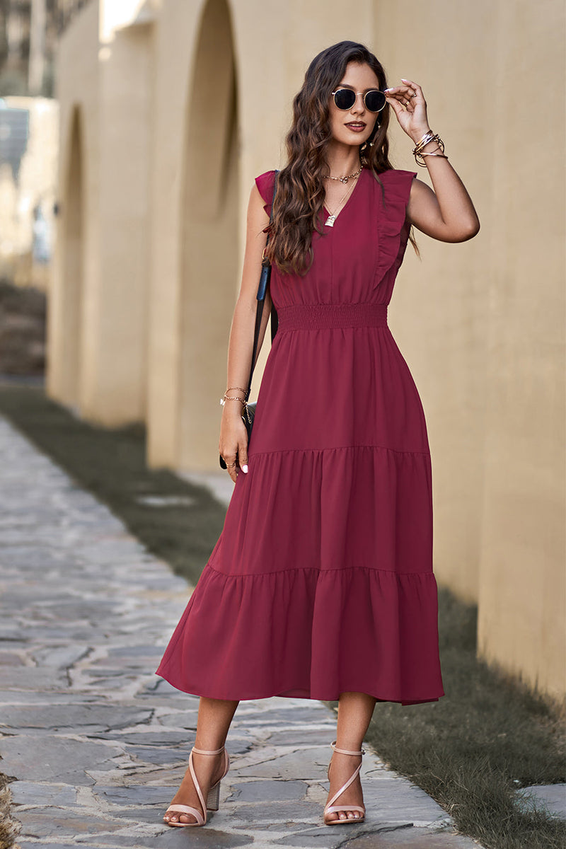 Sleeveless Tunic Tiered Flowy Midi Dress