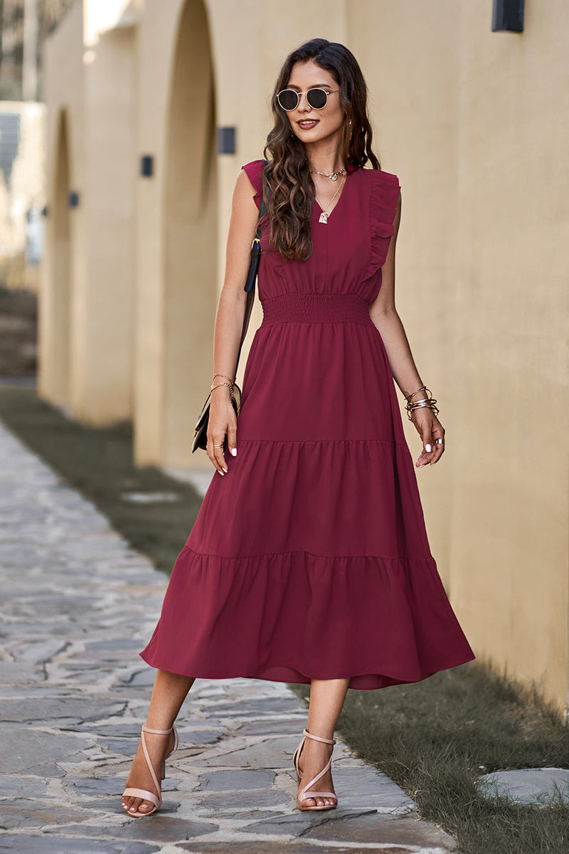 Sleeveless Tunic Tiered Flowy Midi Dress