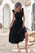 Sleeveless Tunic Tiered Flowy Midi Dress