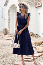 Sleeveless Tunic Tiered Flowy Midi Dress