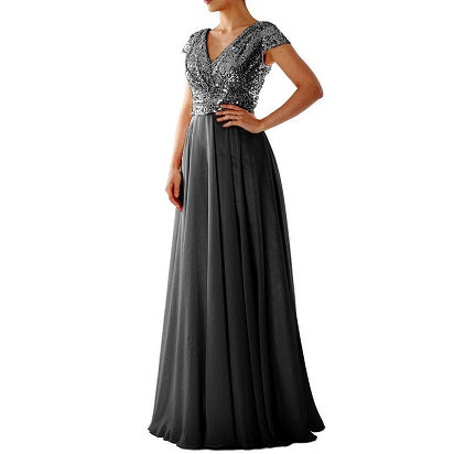 Classic V Neck Sleeveless Floor Length Maxi Dress