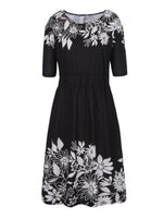 Casual Floral Printed Crew Neck Midi Dress