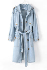 Pockets Button Lapel Denim Coat