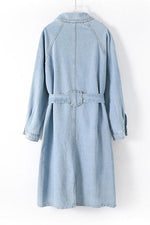 Pockets Button Lapel Denim Coat