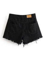 Crossover Ripped Denim Shorts