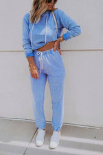 Drawstring Hoodie Pants Set