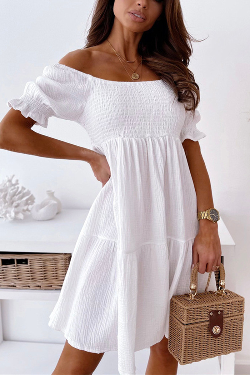 Enjoy The Days Off-shoulder Mini Dresses