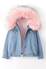 Fake Fur Collar Denim Coat