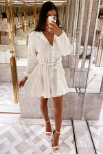 Riana Cotton Blend Tie Shirt Mini Dress