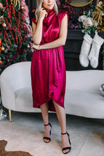 Embrace The Joy Ruffle Satin Midi Dress