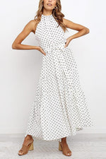 Print Belted Sleevelss Maxi Dress