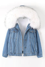 Fake Fur Collar Denim Coat