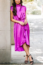 Embrace The Joy Ruffle Satin Midi Dress