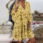 Casual V Neck Oversize Floral Mini Dress