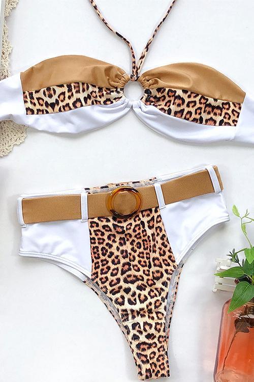 Leopard Patchwork Bikini Set