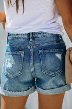 Button High Waist Denim Shorts