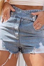 Street Solid Tassel High Waist Denim Shorts