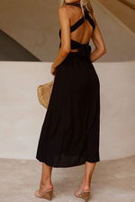 Casual Solid Patchwork Halter Waist Skirt Dresses(3 Colors)