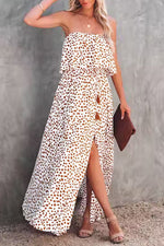 Casual Vacation Polka Dot Contrast Off the Shoulder A Line Dresses