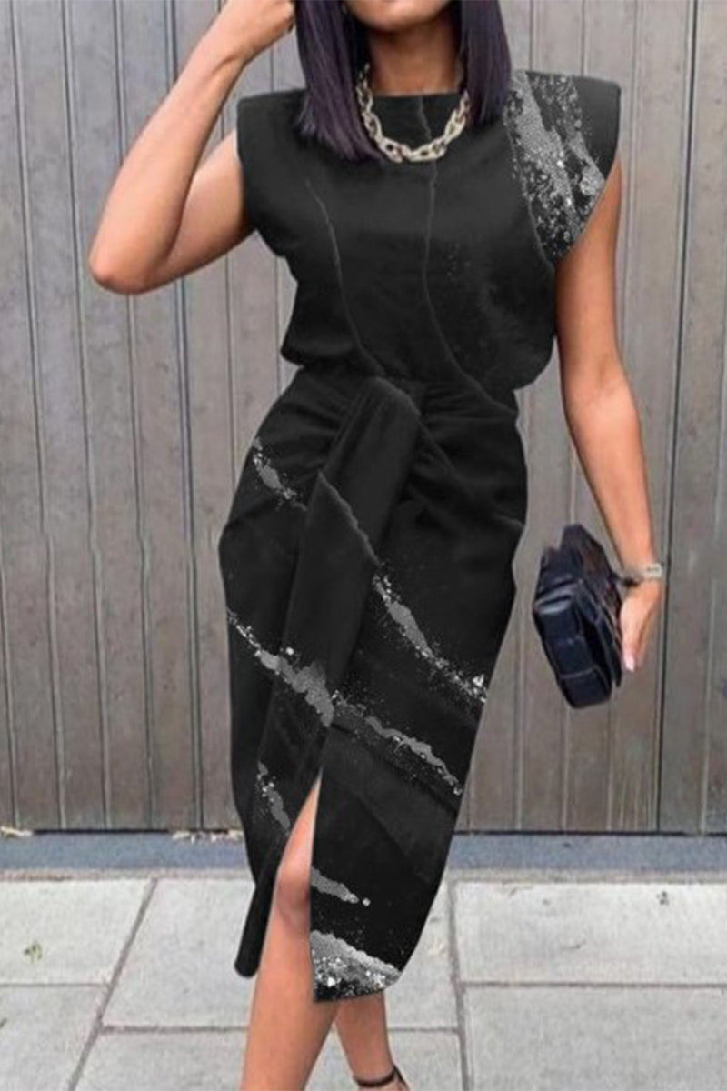 Elegant Print Printing O Neck A Line Dresses