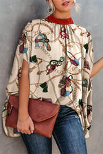 Casual Print Printing O Neck Blouses(10 Colors)