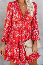 Sweet Print Printing V Neck A Line Dresses