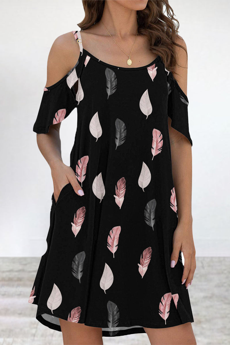 Elegant Print Flounce O Neck Dresses(11 Colors)