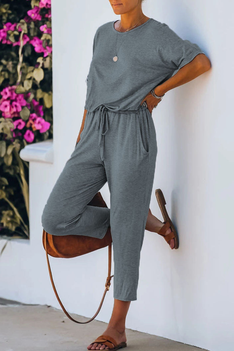 Casual Simplicity Solid Solid Color O Neck Regular Jumpsuits(4 Colors)