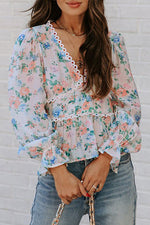 Casual Sweet Print Printing V Neck Tops