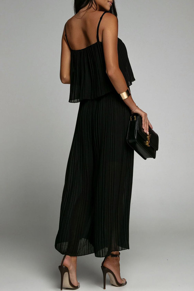 Casual Simplicity Solid Fold Strapless Loose Jumpsuits(3 Colors)