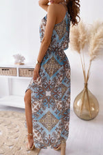 Vintage Elegant Print Halter A Line Dresses