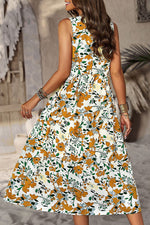 Elegant Floral Pocket Contrast O Neck A Line Dresses