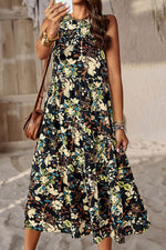 Elegant Floral Pocket Contrast O Neck A Line Dresses