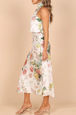 Celebrities Elegant Floral Patchwork Halter A Line Dresses