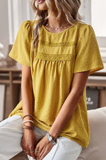 Casual Simplicity Solid O Neck Tops