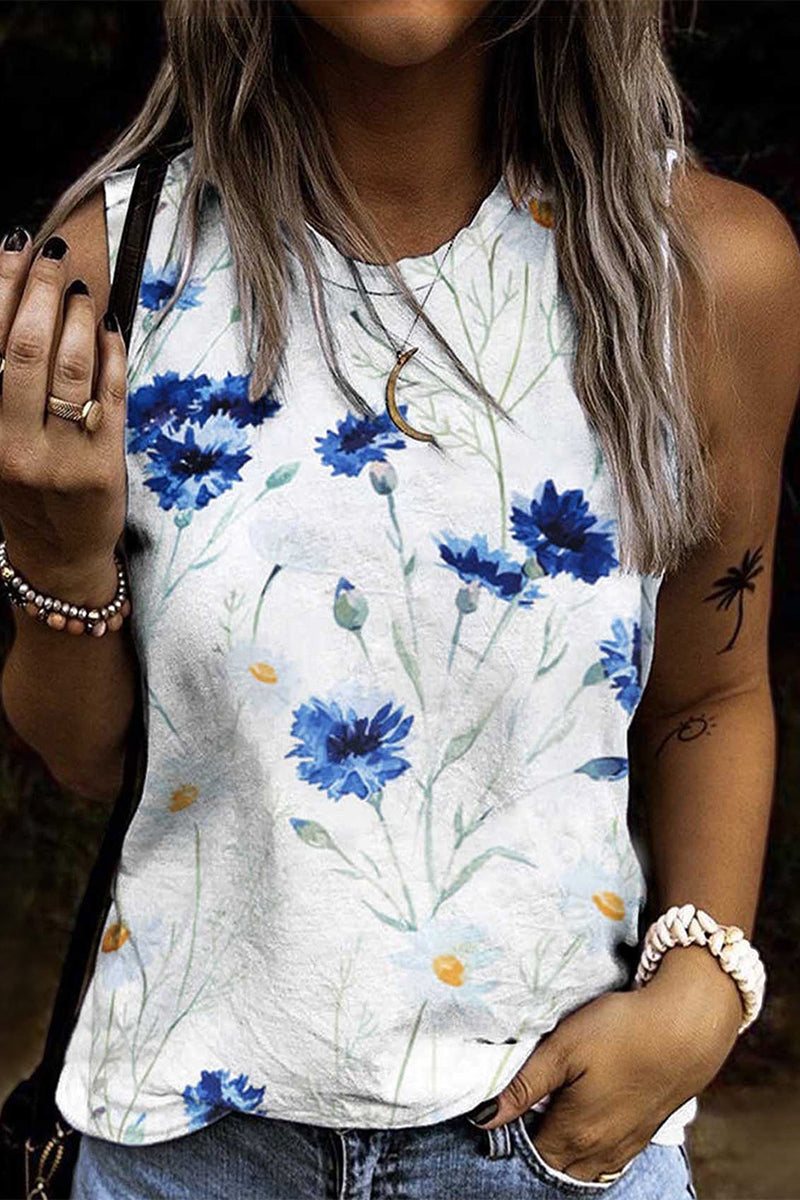 Casual Vacation Floral Patchwork O Neck Tops(13 Colors)