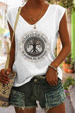 Hippie Crew Neck Sleeveless Tank Top